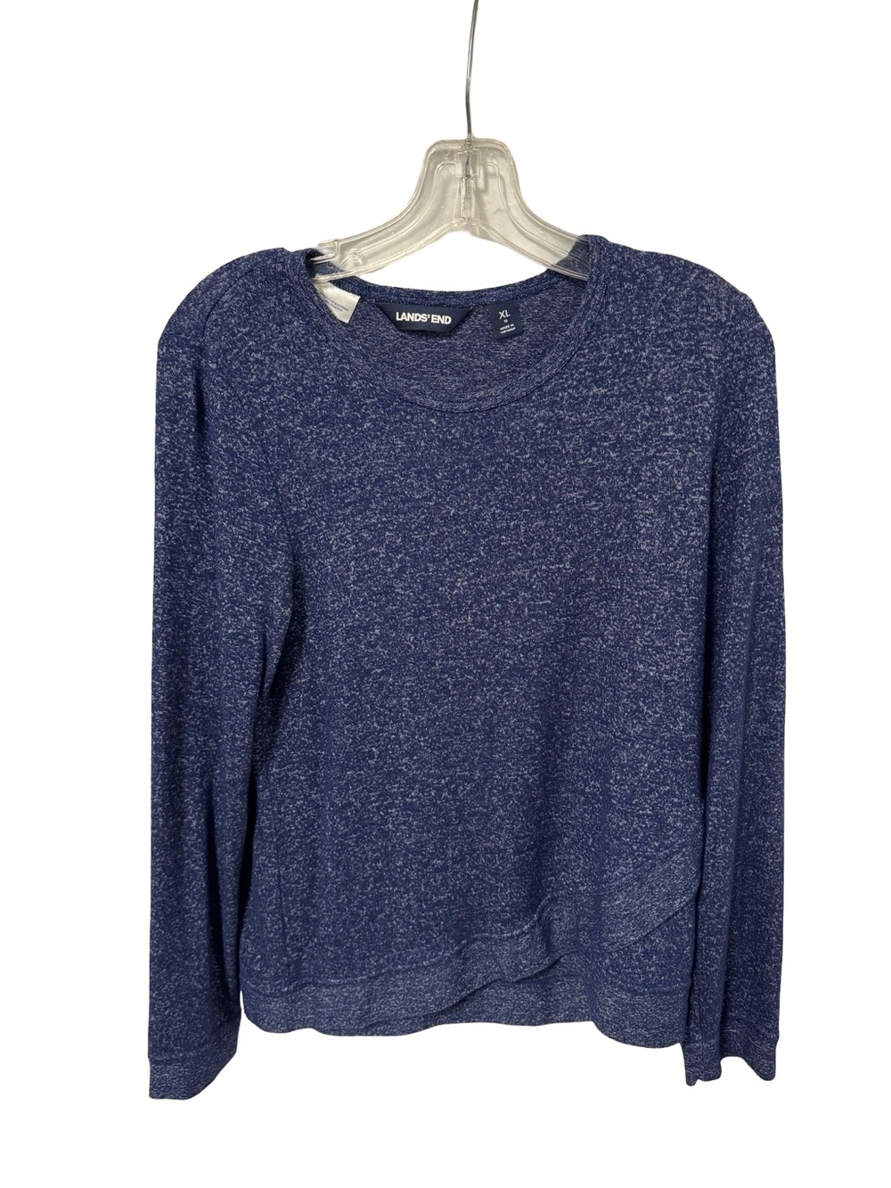 Lands' End Navy Heather Long-Sleeve Crewneck Top